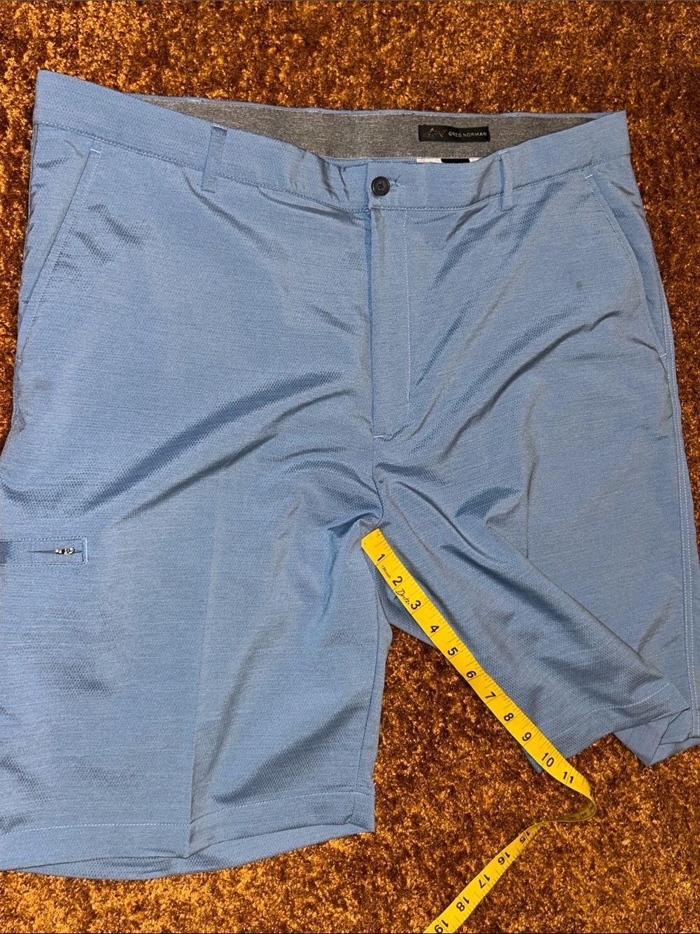 Greg Norman Collection Sky Blue Flat-Front Performance Shorts - Picture 4 of 7